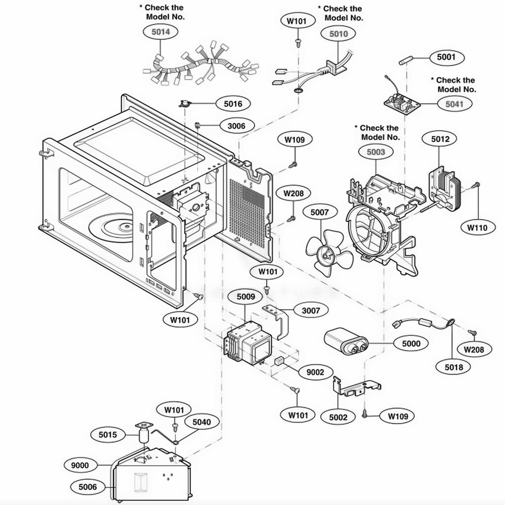 Interior Parts 2 Diagram and Parts List for 62253 KSBESEA LG Range