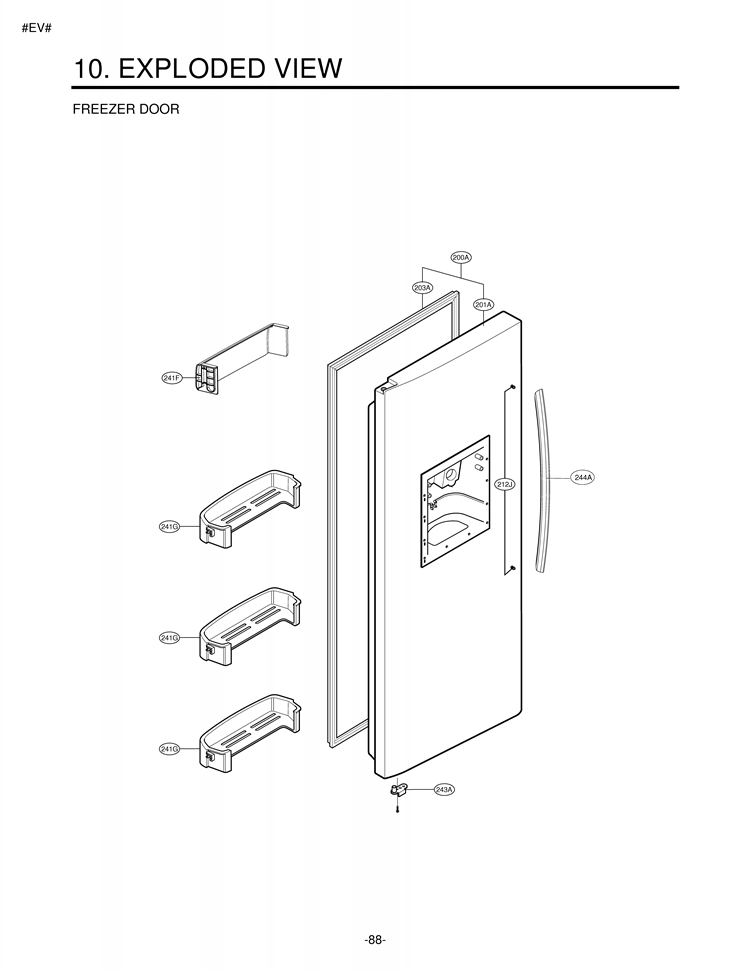 FREEZER DOOR  EXPLODED VIEW Diagram and Parts List for LSC27910TT LSC27910TT /01 LG Refrigerator