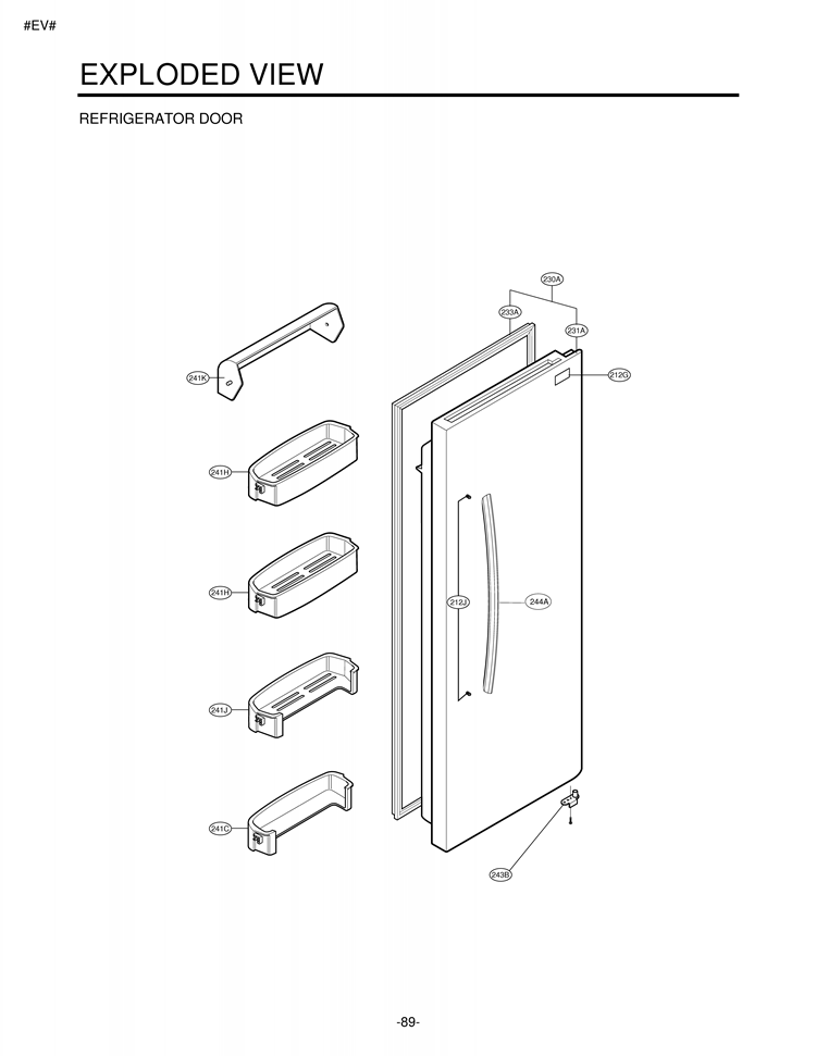 REFRIGERATOR DOOR EXPLODED VIEW Diagram and Parts List for LSC27910TT LSC27910TT /01 LG Refrigerator