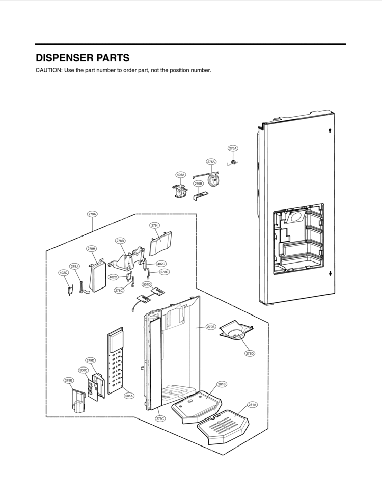 DISPENSER PARTS Diagram and Parts List for LFX28977ST LFX28977ST /02 LG Refrigerator