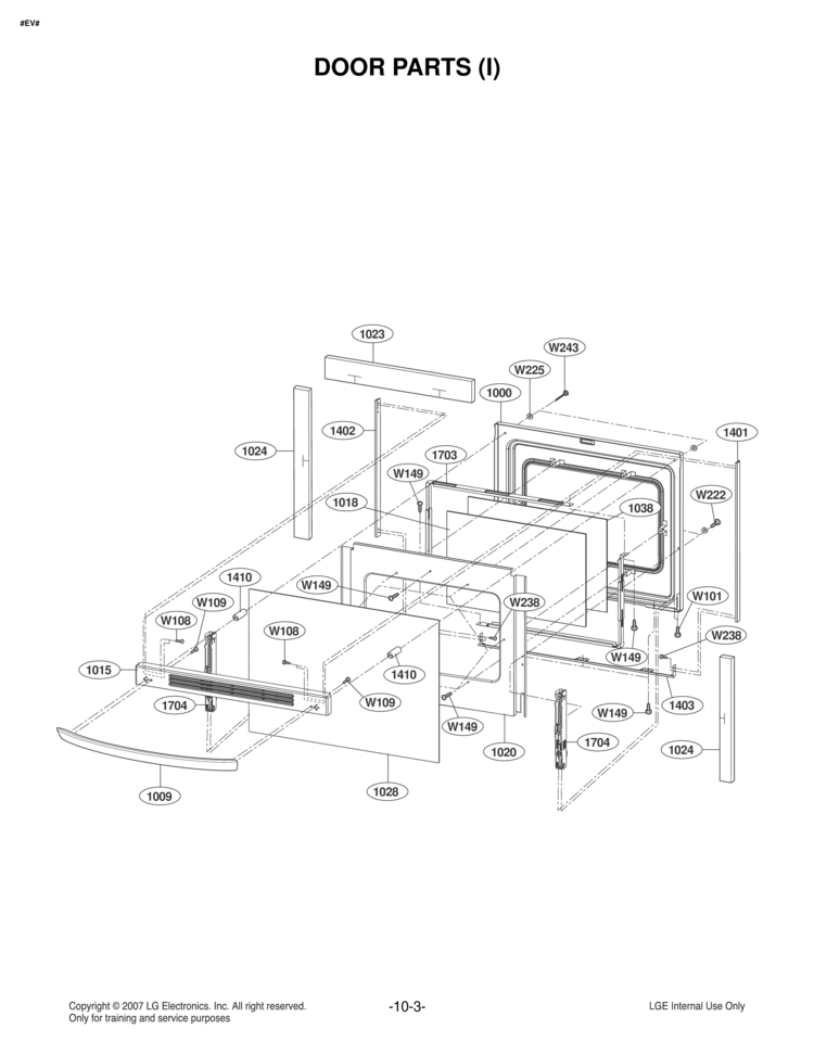 DOOR PARTS I Diagram and Parts List for LRE30453WW LRE30453WW/00 LG Range