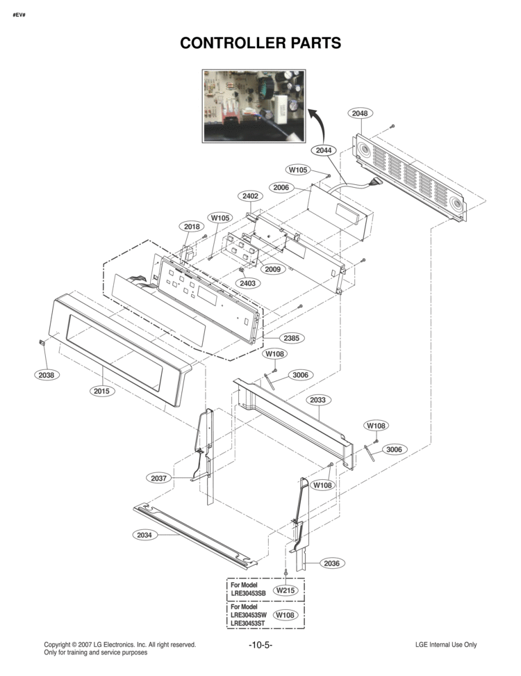 CONTROLLER PARTS Diagram and Parts List for LRE30453WW LRE30453WW/00 LG Range