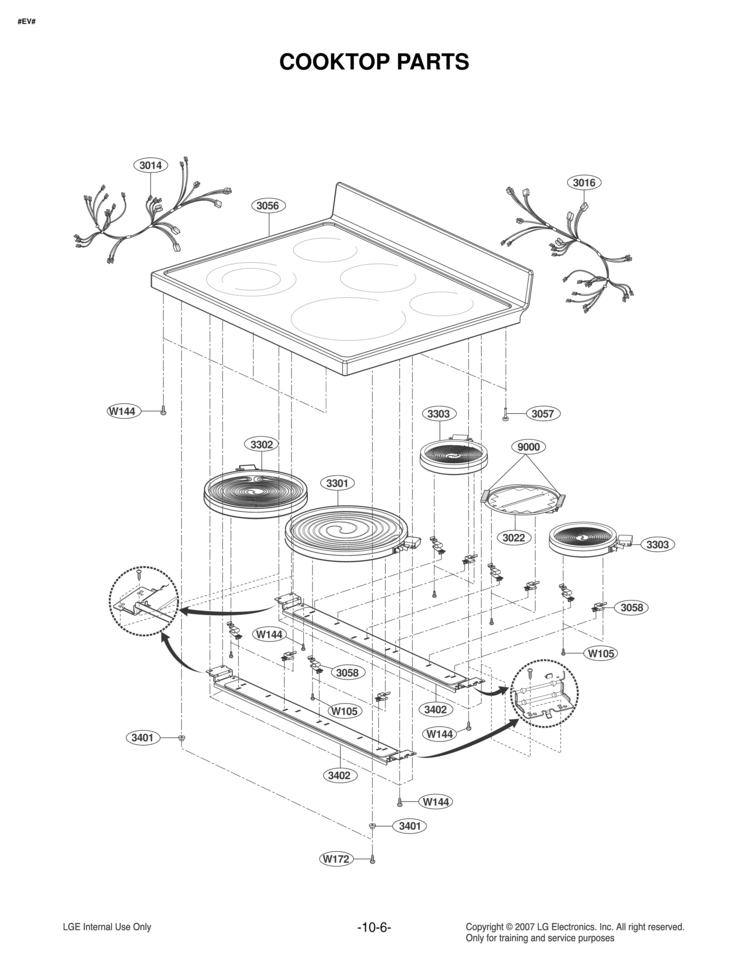 COOKTOP PARTS Diagram and Parts List for LRE30453WW LRE30453WW/00 LG Range