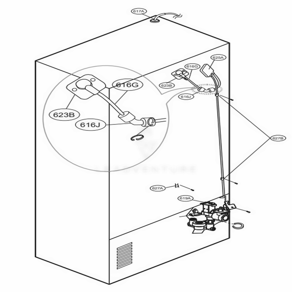 Valve And Water Tube Parts Diagram and Parts List for 73052 ASWCSE1 LG Refrigerator