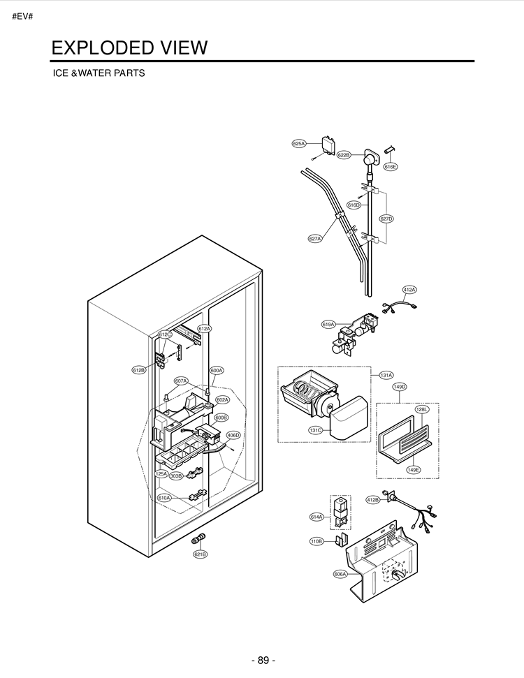 ICE &WATER PARTS EXPLODED VIEW Diagram and Parts List for LSC27921ST LSC27921ST /01 LG Refrigerator