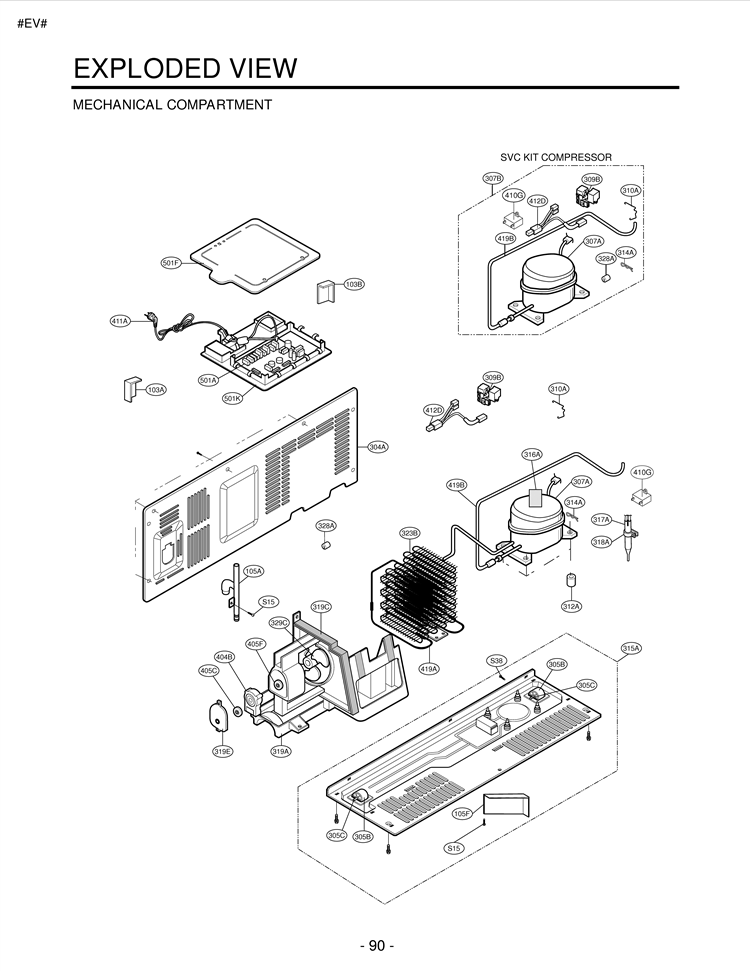 MECHANICAL COMPARTMENT EXPLODED VIEW Diagram and Parts List for LSC27921ST LSC27921ST /01 LG Refrigerator
