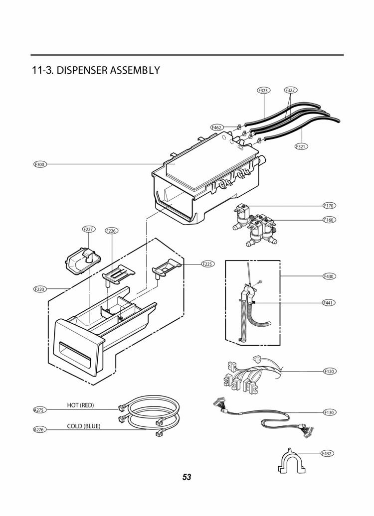 DISPENSER ASSEMB LY Diagram and Parts List for WM2150HW WM2150HW /00 LG Washer