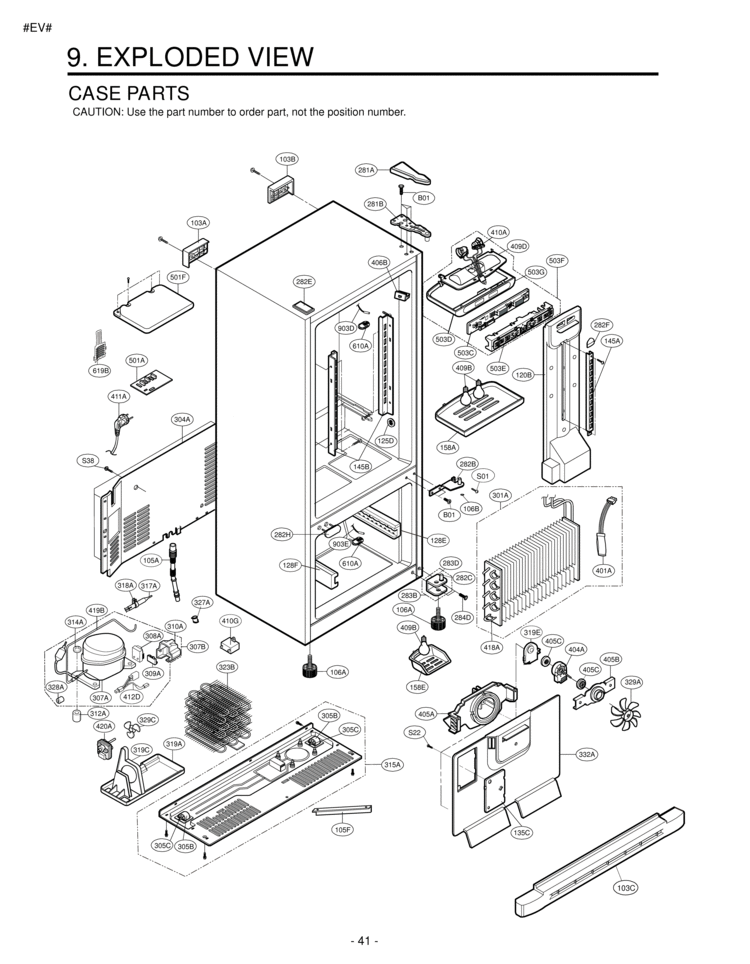 CASE PARTS Diagram and Parts List for LRBC20512SW LRBC20512SW /01 LG Refrigerator