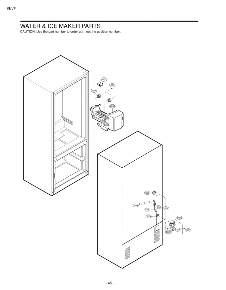 WATER & ICE MAKER PARTS Diagram and Parts List for LRBC20512SW LRBC20512SW /01 LG Refrigerator