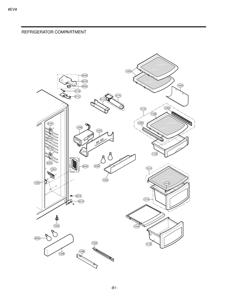 REFRIGERATOR COMPARTMENT Diagram and Parts List for LSC27918ST  LG Refrigerator