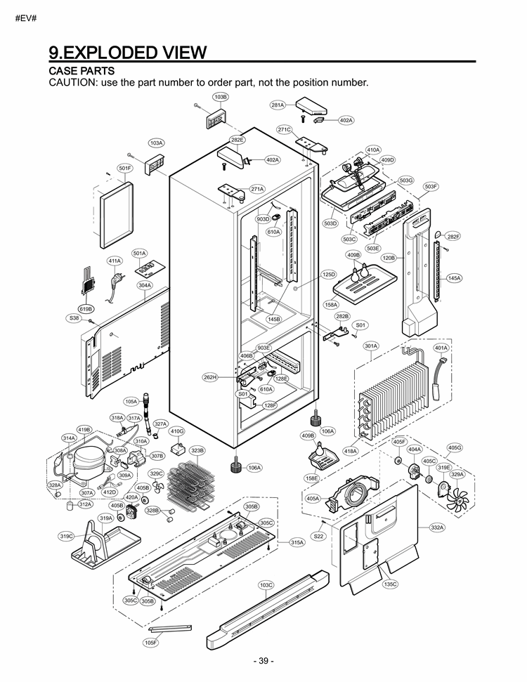 VIEW  CASE PARTS Diagram and Parts List for LFC20760ST AST2LGY LG Refrigerator