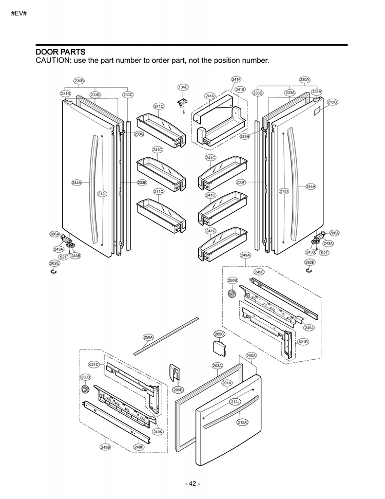 DOOR PARTS Diagram and Parts List for LFC20760ST AST2LGY LG Refrigerator