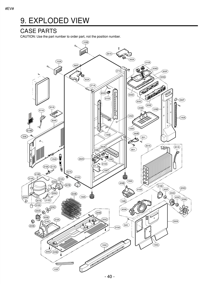 CASE PARTS   EXPLODED VIEW Diagram and Parts List for LFC23760SW LFC23760SW /01 LG Refrigerator