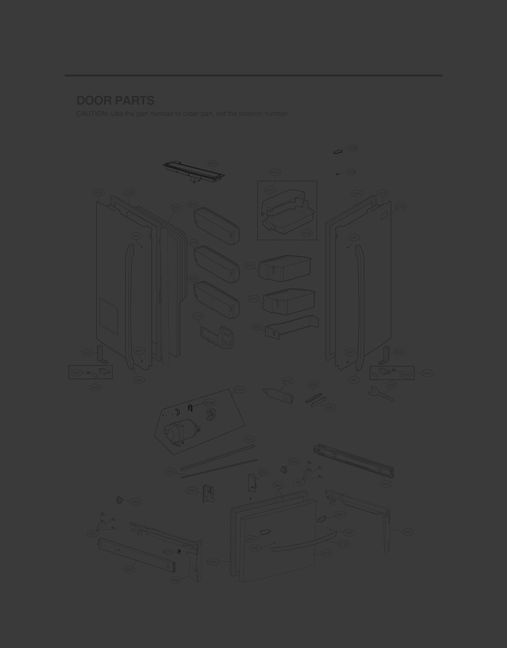 Door Parts Diagram and Parts List for GR-L338HKJF ASBCNA0 LG Refrigerator
