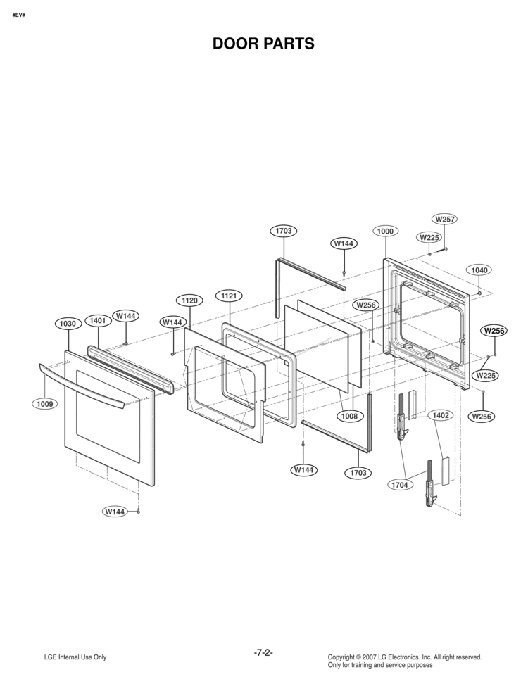 DOOR PARTS Diagram and Parts List for LWS3081ST LWS3081ST/00 LG Wall Oven