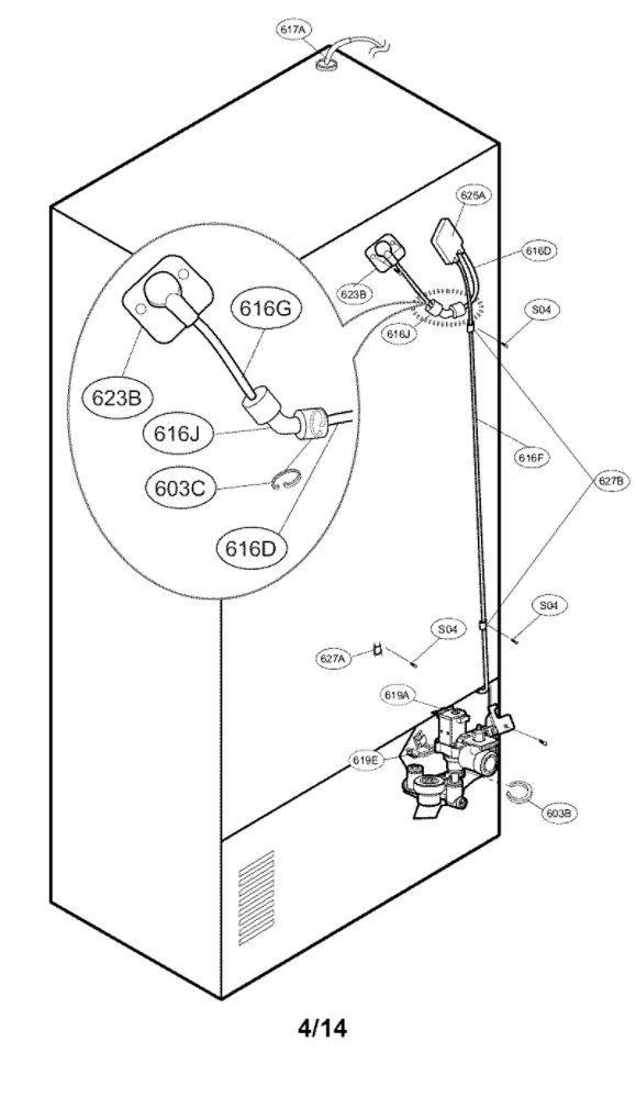 Value And Water Tube Parts Diagram and Parts List for 79572053117  Kenmore Refrigerator