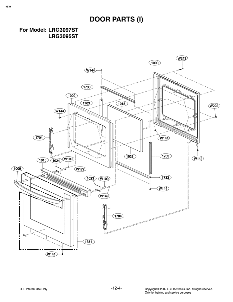 DOOR PARTS I Diagram and Parts List for LRG3095ST LRG3095ST/00 LG Range