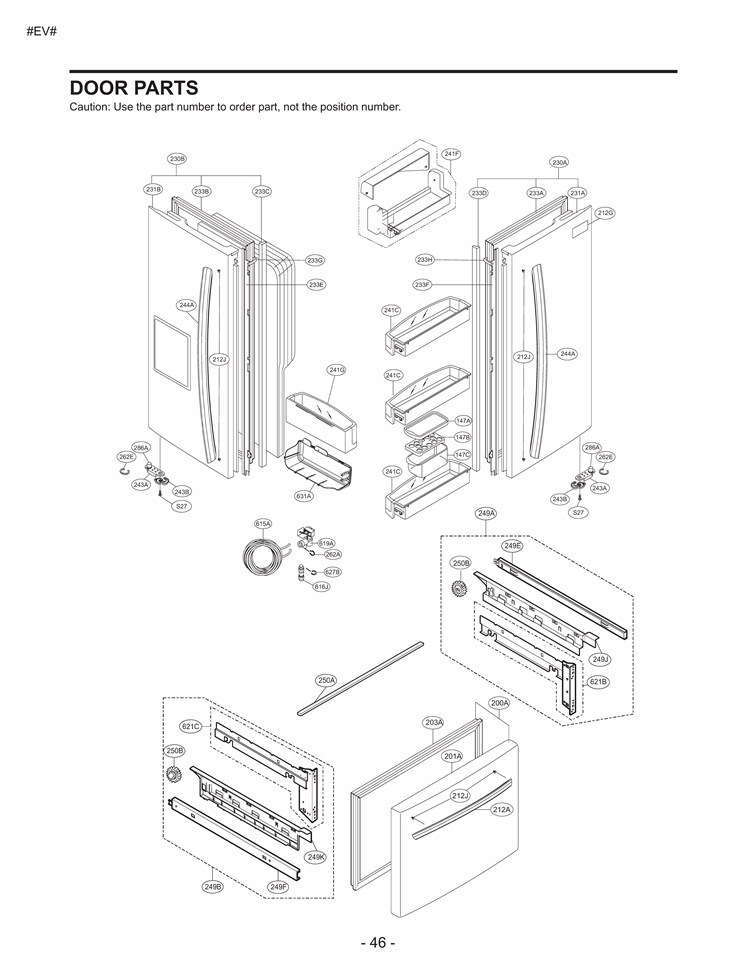 DOOR PARTS Diagram and Parts List for LFX23961SB AWB1LGA LG Refrigerator
