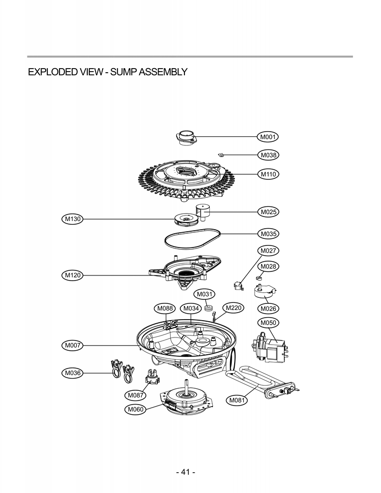 EXPLODED VIEW  SUMP ASSEMBLY Diagram and Parts List for LDF6920BB D1608BB LG Dishwasher