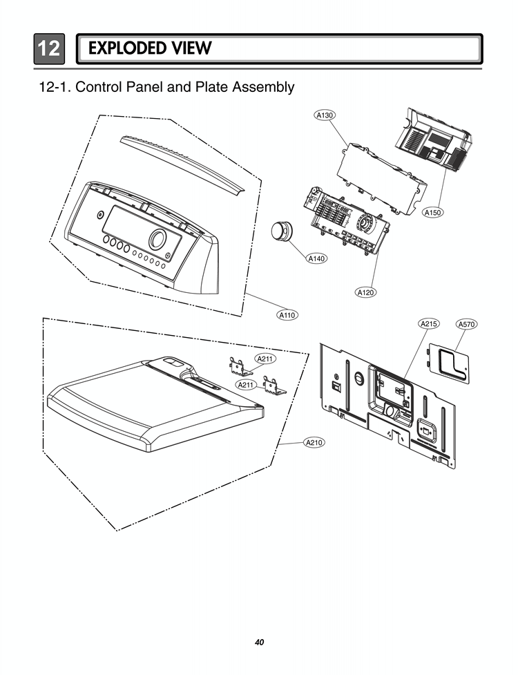EXPLODED VIEW   Control Panel and Plate Assembly Diagram and Parts List for DLE5001W ABWEEUS LG Dryer