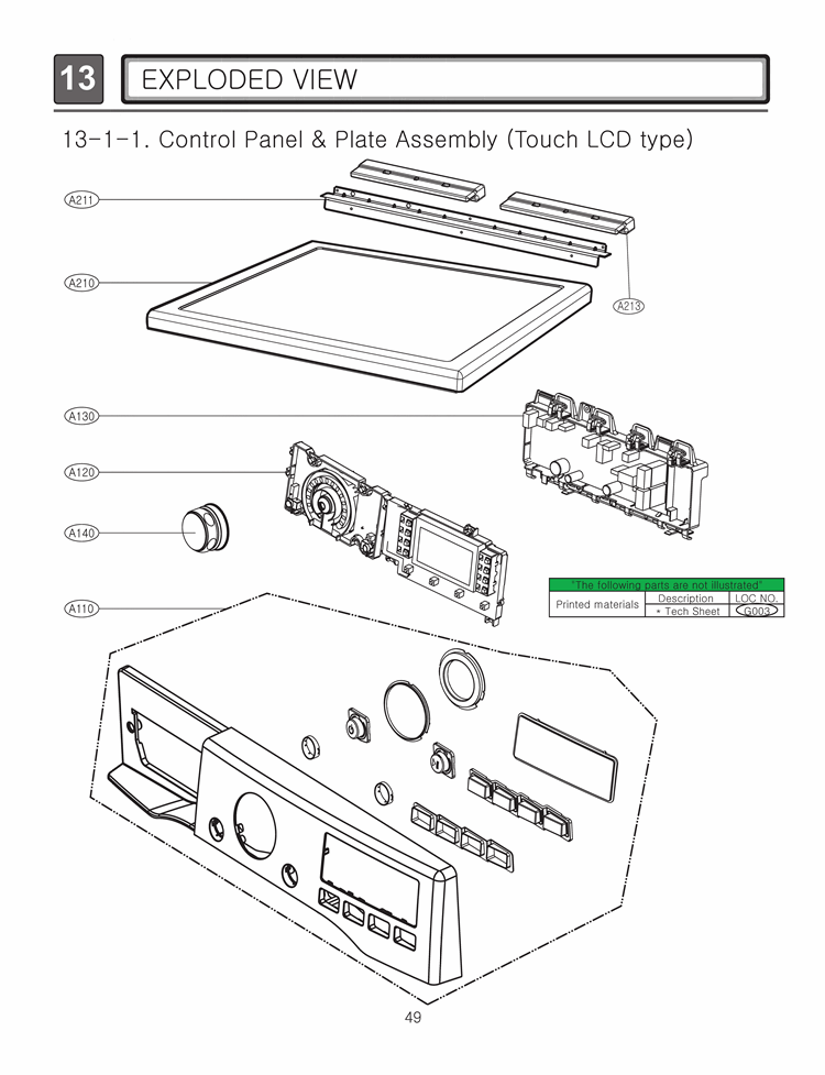 EXPLODED VIEW   Control Panel & Plate Assembly Diagram and Parts List for DLEX3885C AVGEEUS LG Dryer