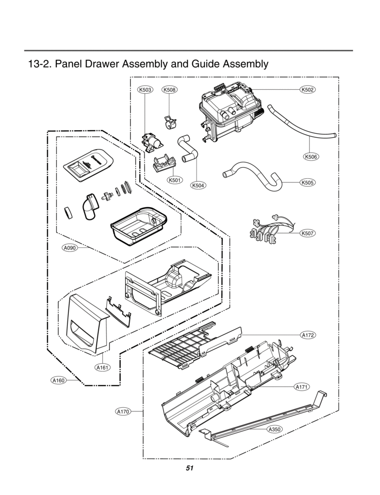 Panel Drawer Assembly & Guide Assembly Diagram and Parts List for DLGX3876V ASSEEUS LG Dryer