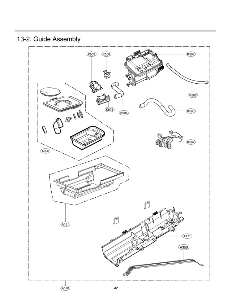 Guide Assembly Diagram and Parts List for DLEX5101W  LG Dryer