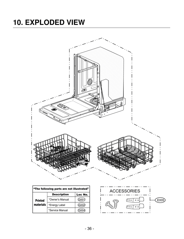 Dishwasher Exploded View 1 Diagram and Parts List for LDF7932BB  LG Dishwasher