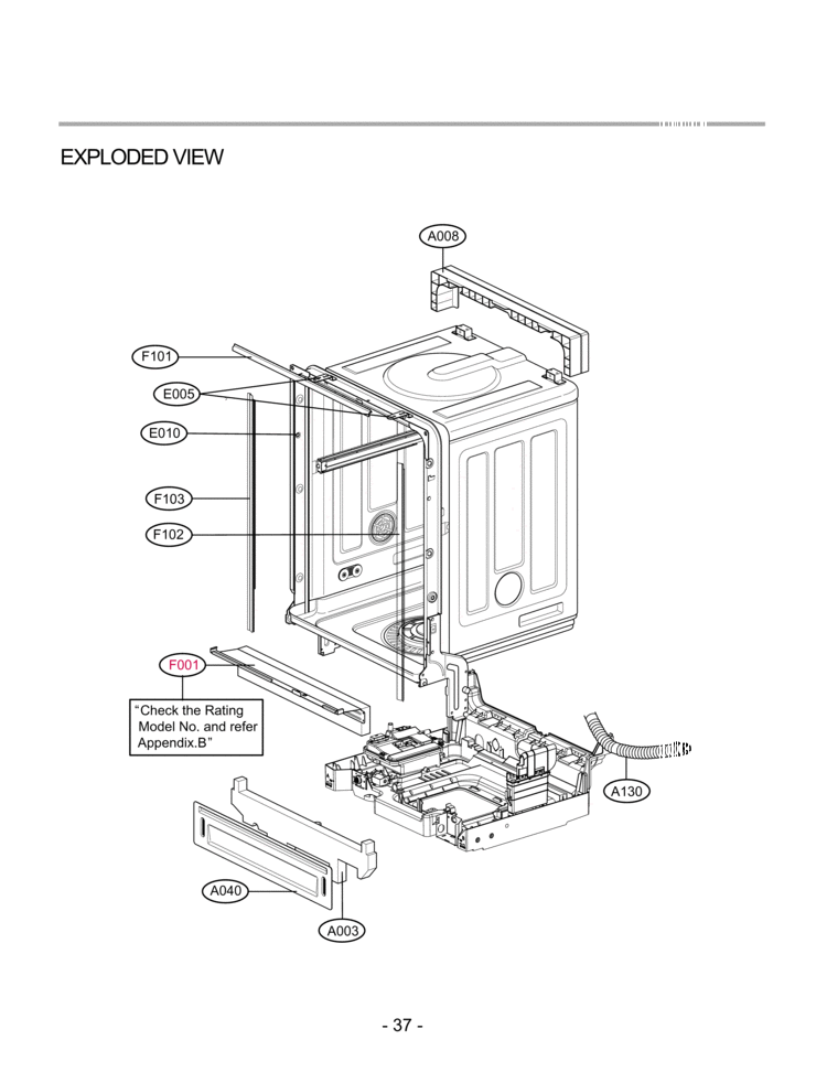 Dishwasher Exploded View 2 Diagram and Parts List for LDF7932BB  LG Dishwasher