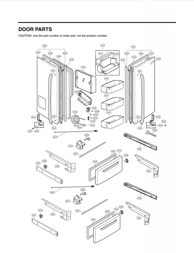 DOOR PARTS Diagram and Parts List for LMX28987ST AST3LGA LG Refrigerator