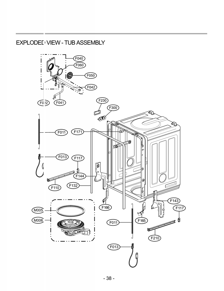 EXPLODED VIEW  TUB ASSEMBLY Diagram and Parts List for LDF7932WW ABWEEUS LG Dishwasher