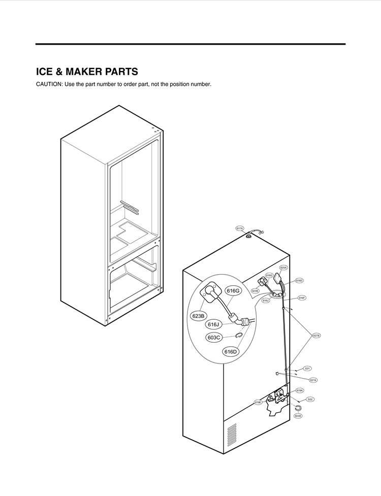 ICE & MAKER PARTS Diagram and Parts List for LFX25961AL LFX25961AL/ 02 LG Refrigerator