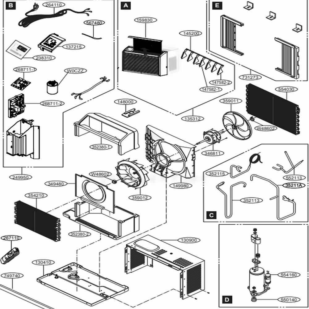 Main Diagram and Parts List for LW6017R ASWAHDU LG Air Conditioner