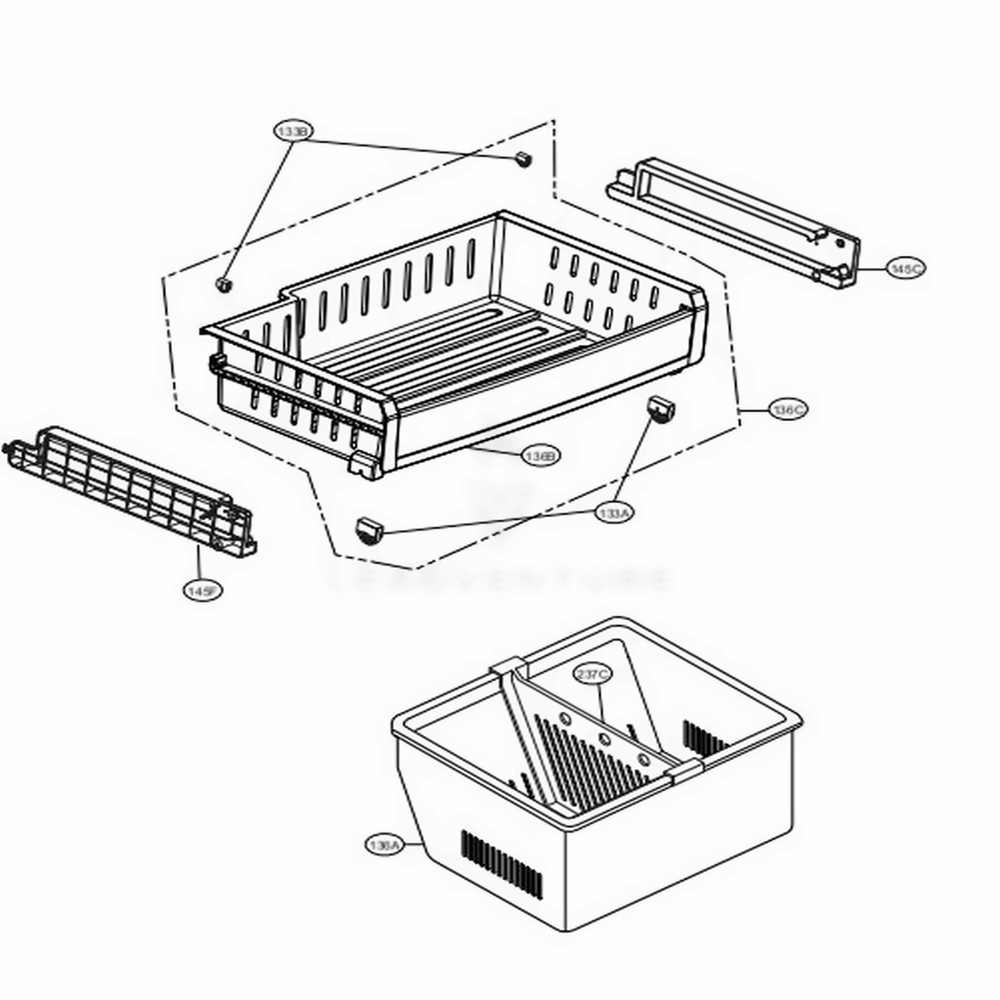 Freezer Parts Diagram and Parts List for LFXS24566S ASTCNA0 LG Refrigerator