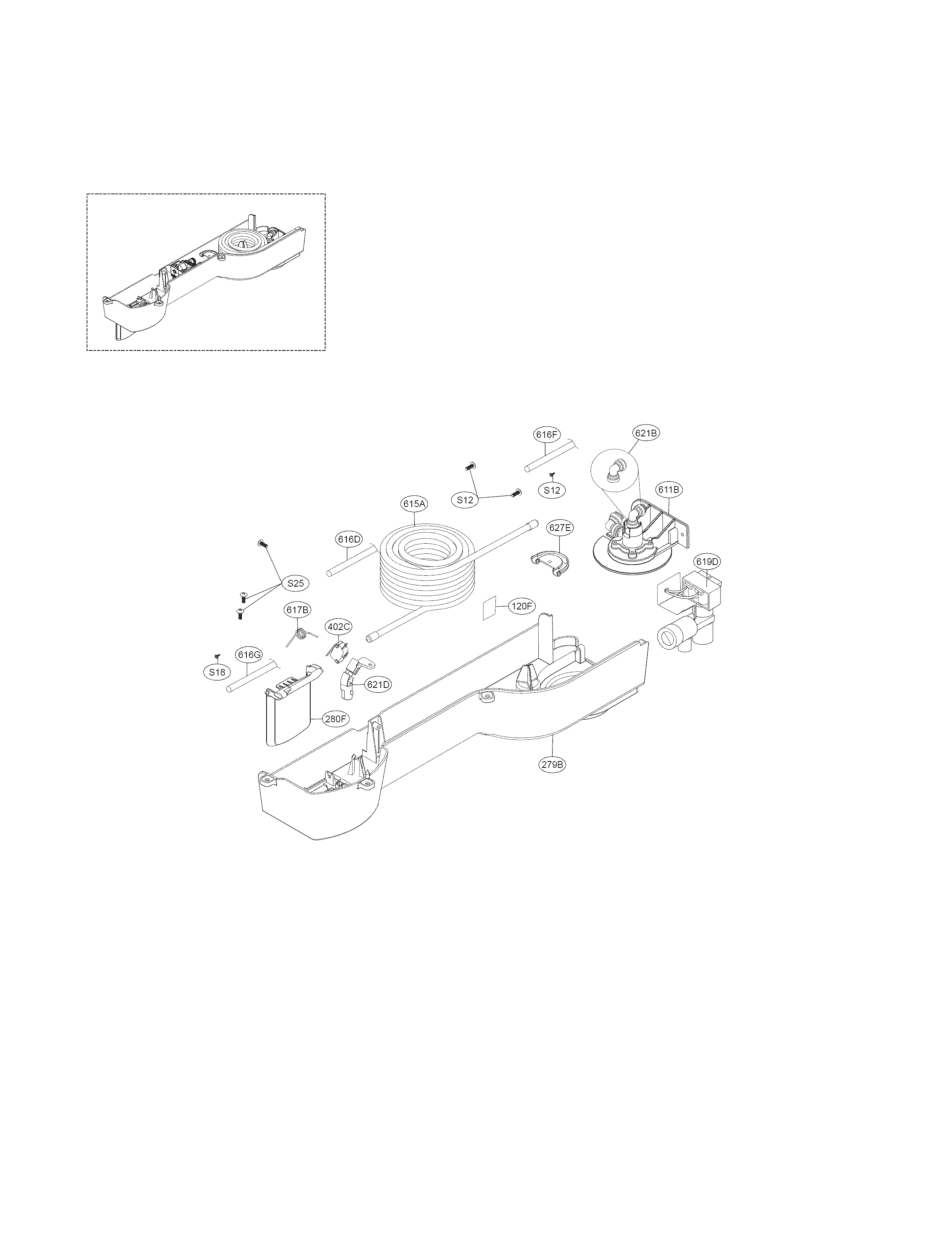 Dispenser Parts Diagram and Parts List for 79579433213  Kenmore Refrigerator