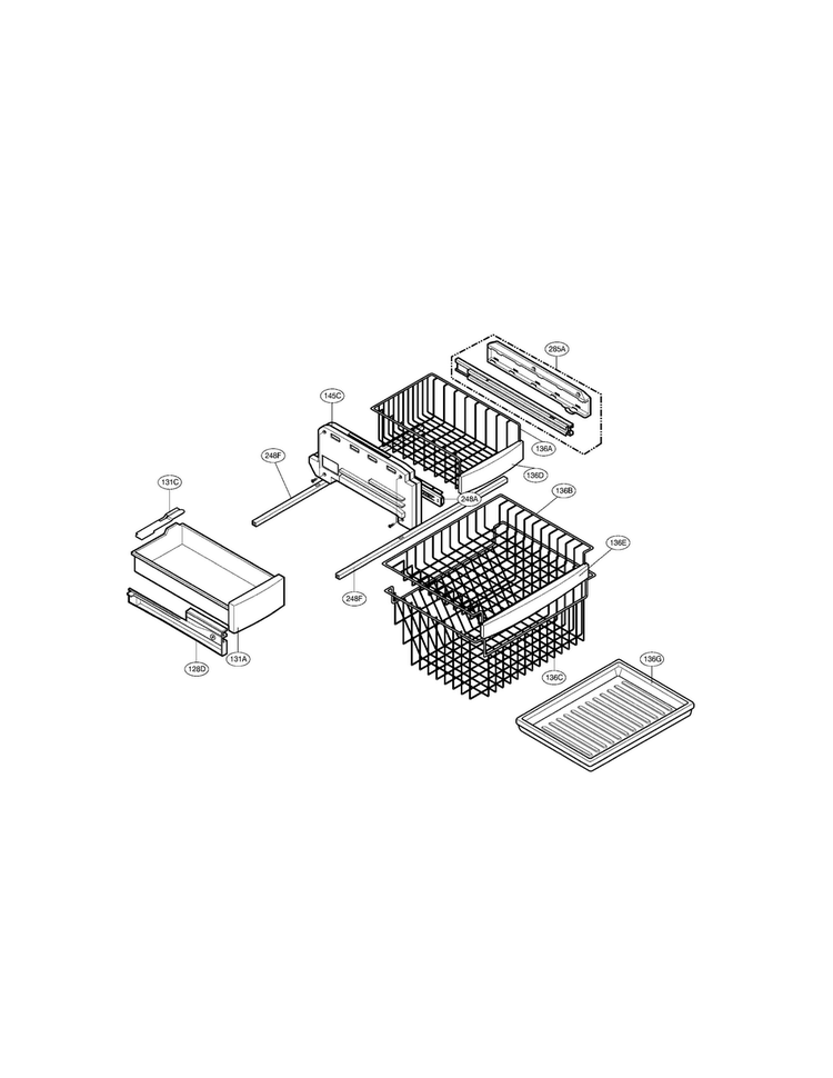 Freezer Parts Diagram and Parts List for LRFC22750WW  LG Refrigerator