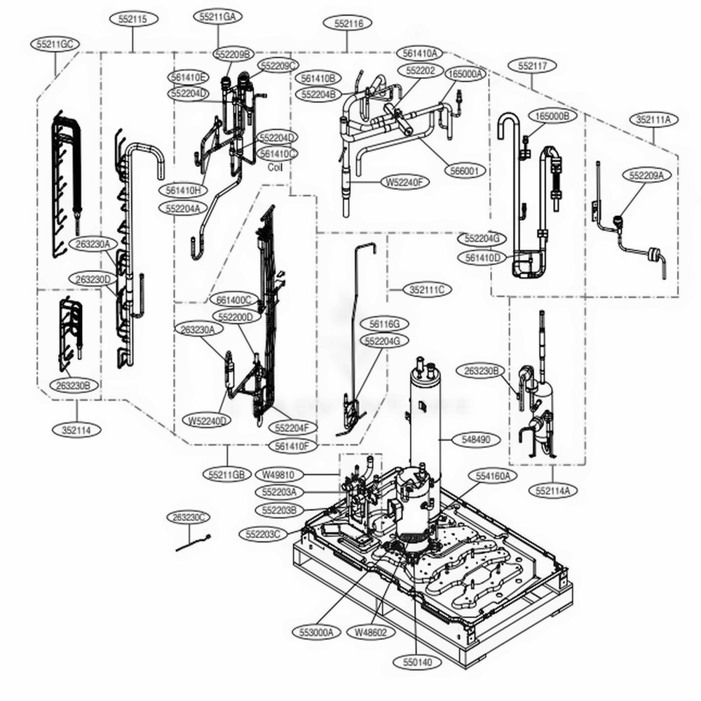 Main 3 Diagram and Parts List for ARUB121BTE4 AWGBLUS LG Air Conditioner