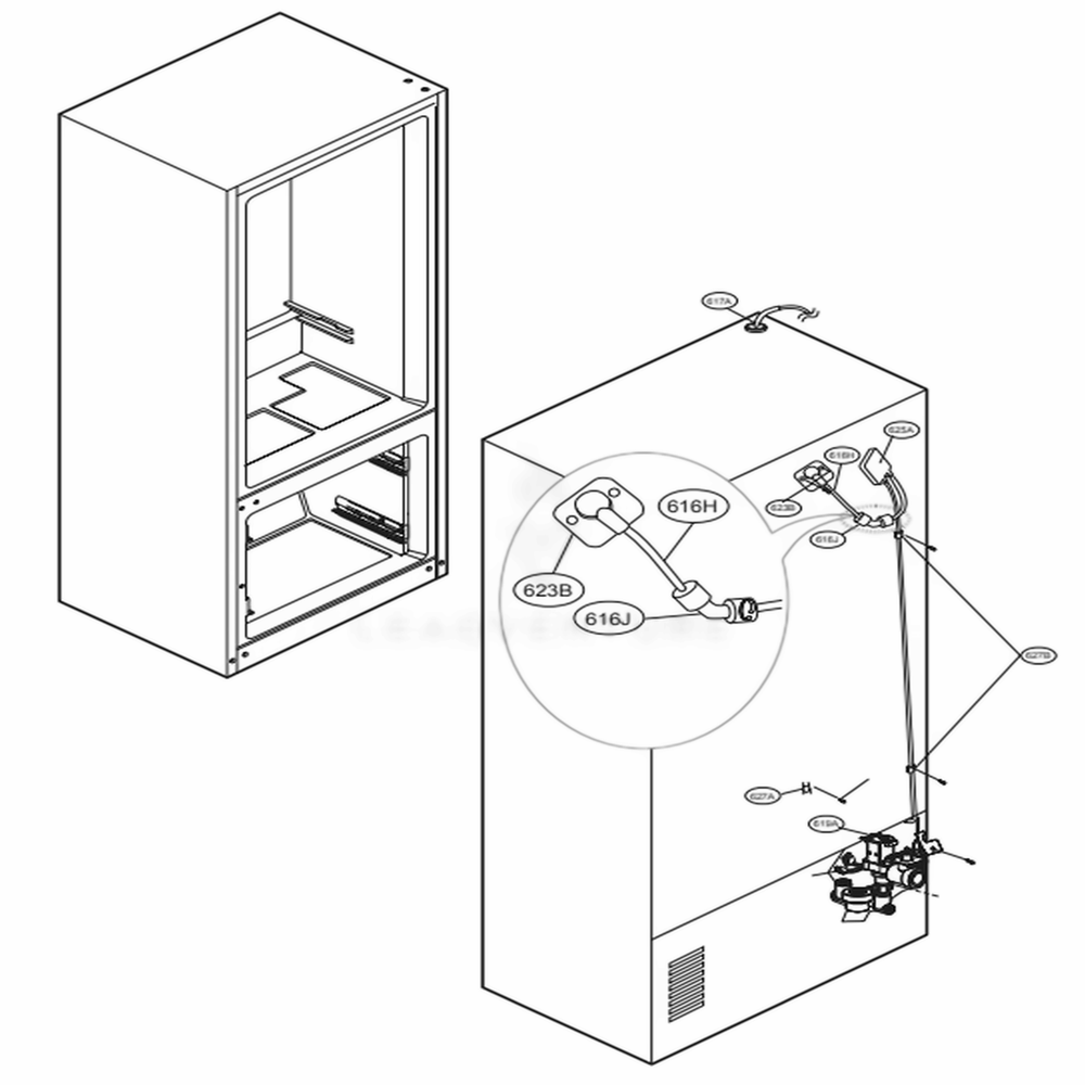 Valve And Water Tube Parts Diagram and Parts List for LFXS28566S ASTCNA3 LG Refrigerator