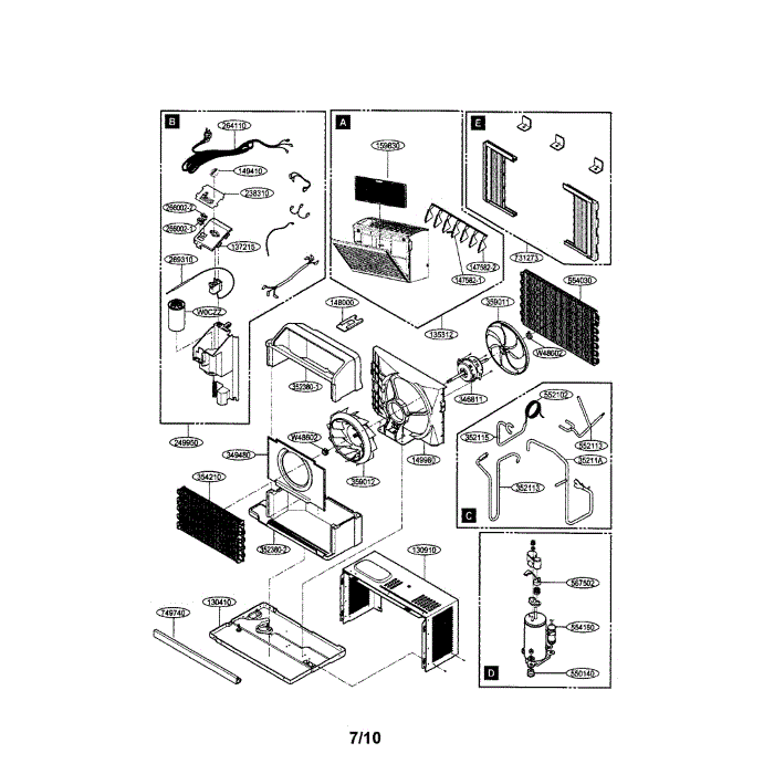 Room A / C Diagram and Parts List for HBLG5004  LG Air Conditioner