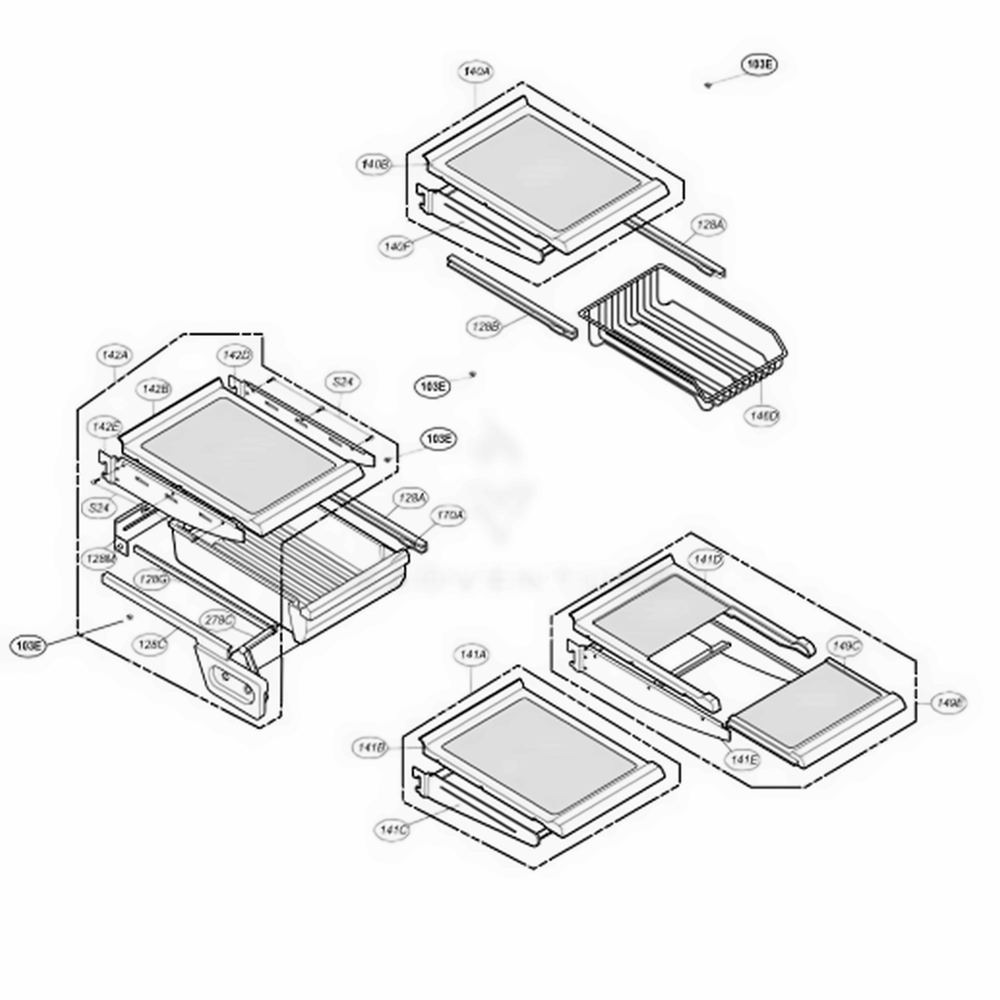 Refrigerator Parts 1 Diagram and Parts List for LRDC20731WW ASWCLGY LG Refrigerator