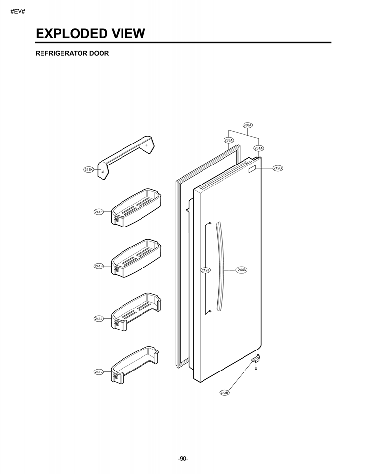 REFRIGERATOR DOOR EXPLODED VIEW Diagram and Parts List for LSC27910TT LSC27910TT /02 LG Refrigerator