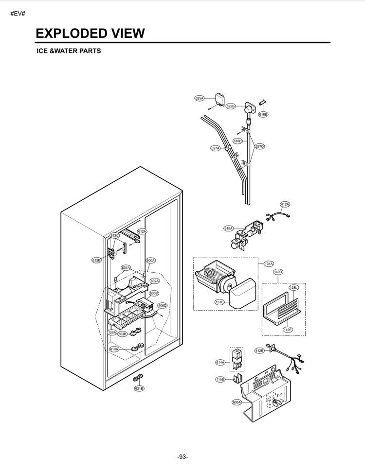 ICE &WATER PARTS EXPLODED VIEW Diagram and Parts List for LSC27910TT LSC27910TT /02 LG Refrigerator