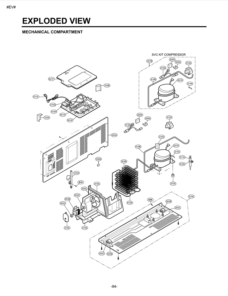 MECHANICAL COMPARTMENT EXPLODED VIEW Diagram and Parts List for LSC27910TT LSC27910TT /02 LG Refrigerator