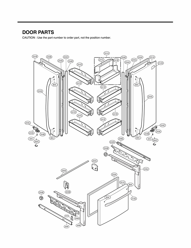 DOOR PARTS Diagram and Parts List for LFC21770ST AST6LGA LG Refrigerator