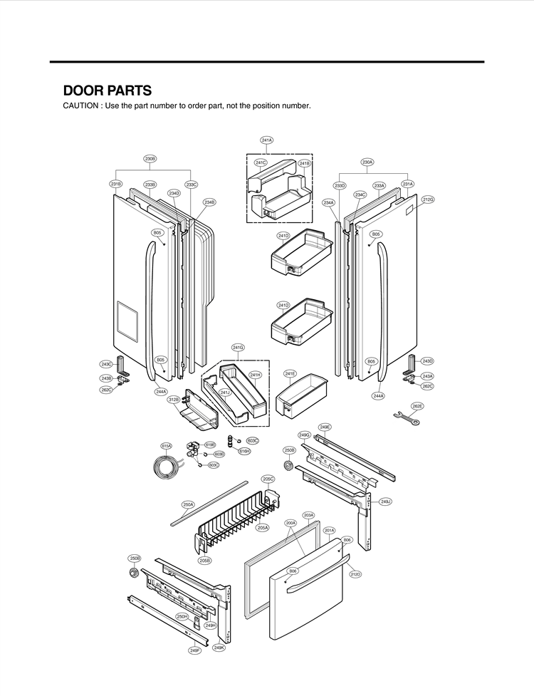 DOOR PARTS Diagram and Parts List for LFX25975ST AST3LGA LG Refrigerator