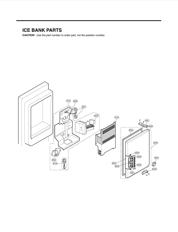 ICE BANK PARTS Diagram and Parts List for LFX25975ST AST3LGA LG Refrigerator