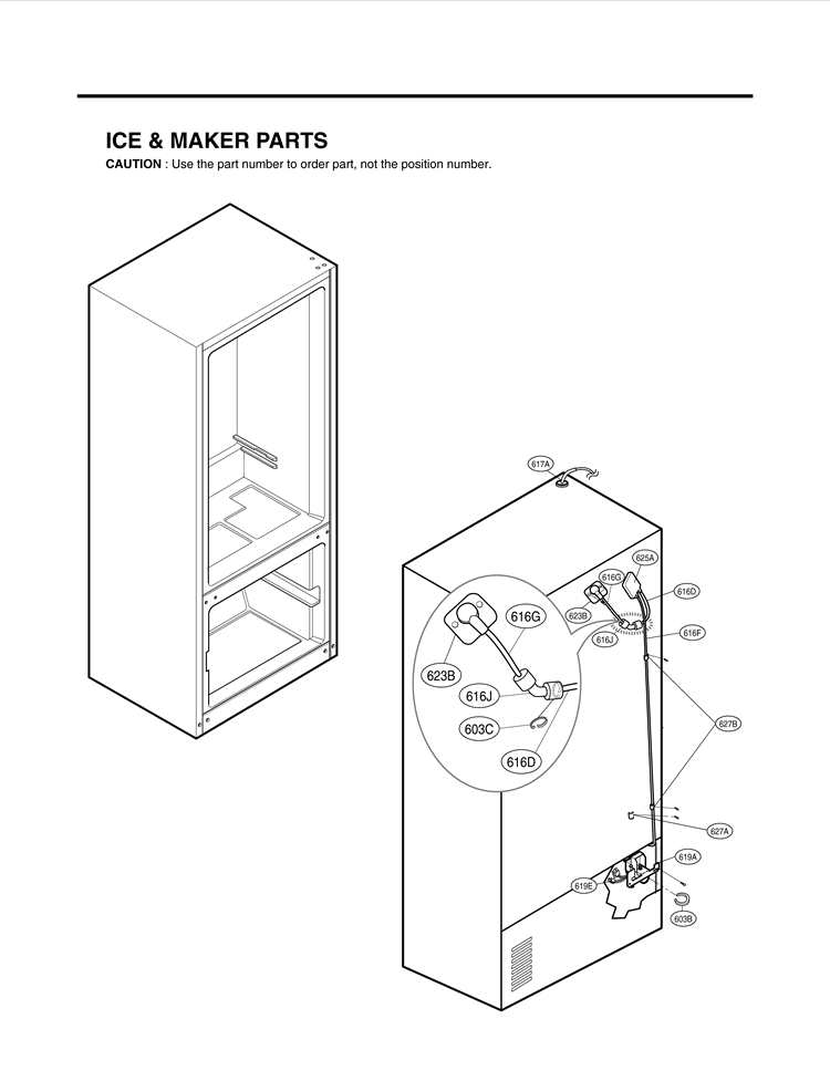 ICE & MAKER PARTS Diagram and Parts List for LFX21975ST AST3LGA LG Refrigerator