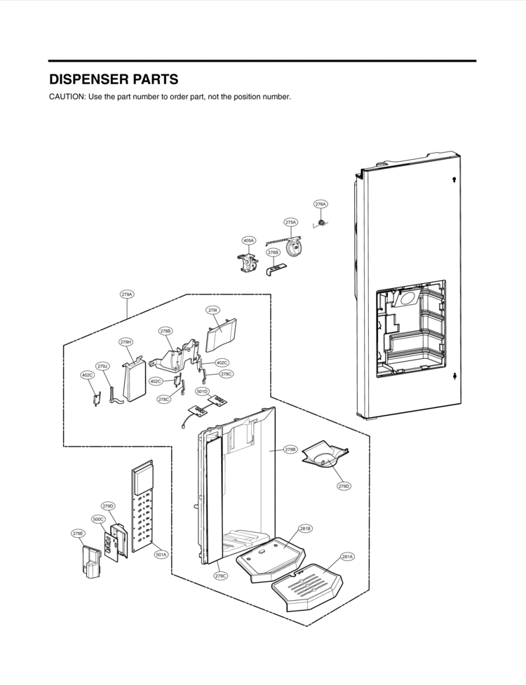 DISPENSER PARTS Diagram and Parts List for LFX28977SW LFX28977SW/ 03 LG Refrigerator