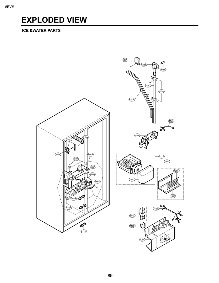 ICE &WATER PARTS EXPLODED VIEW Diagram and Parts List for LSC27921TT LSC27921TT /02 LG Refrigerator