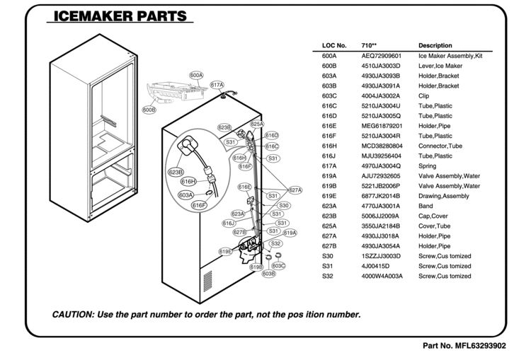 Refrigerator Exploded View 1 Diagram and Parts List for 71013  LG Refrigerator